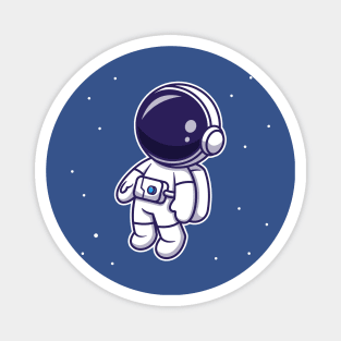 Cute Astronaut Floating In Space Cartoon Vector Icon Illustration Magnet